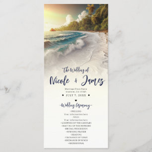 Paradise Beach Sunset Coastal Wedding Program Programme
