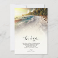 Paradise Beach Sunset Coastal Wedding Thank You