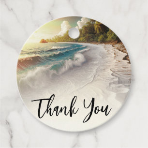 Paradise Beach Sunset Rustic Coastal Wedding Favour Tags
