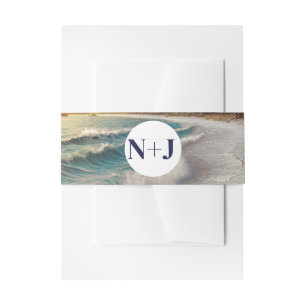 Paradise Beach Sunset Rustic Coastal Wedding Invitation Belly Band