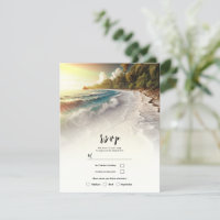 Paradise Beach Sunset Rustic Coastal Wedding RSVP