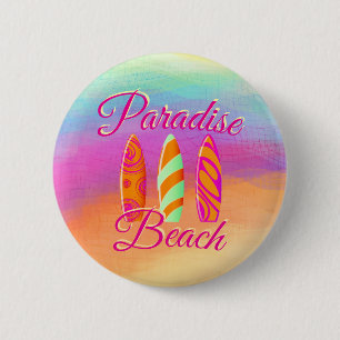 Paradise Beach Surfboards 6 Cm Round Badge