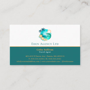 Paradise Beach Tourism Travel Agent Business Card