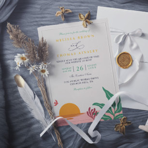 Paradise Beach Tropical Vintage Elegant Wedding Invitation
