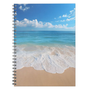 Paradise beach waves scene ocean sand island notebook