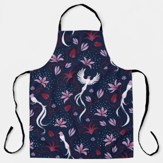 Paradise Birds: Blossoming Vintage Pattern. Apron