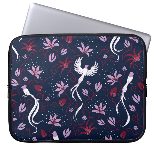 Paradise Birds: Blossoming Vintage Pattern. Laptop Sleeve (Front)