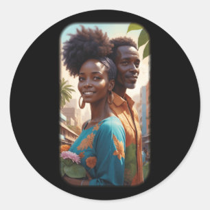 Paradise Black Love S Series Sticker1 Classic Round Sticker
