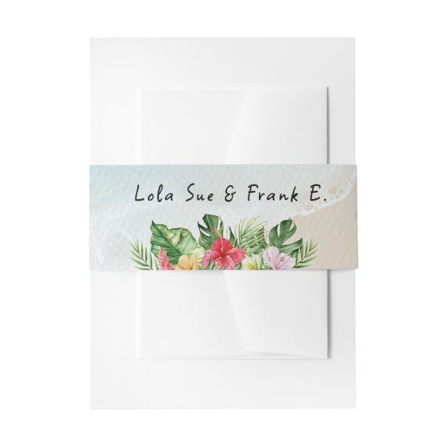 Paradise Blooms Wedding Invitation Belly Band (Front Example)