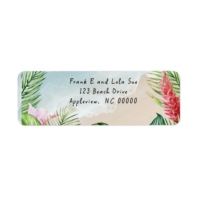Paradise Blooms Wedding Return Address Label  (Front)