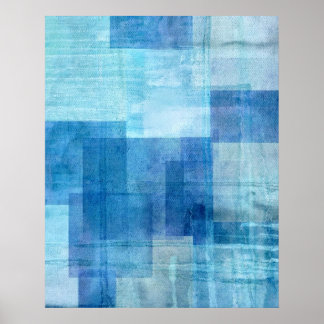 'Paradise' Blue Abstract Art Poster Print
