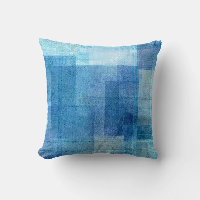 'Paradise' Blue Abstract Pillow (Front)