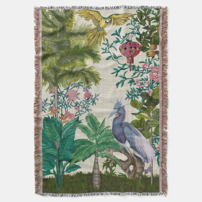 Paradise Chinoiserie Throw Blanket (Front Vertical)