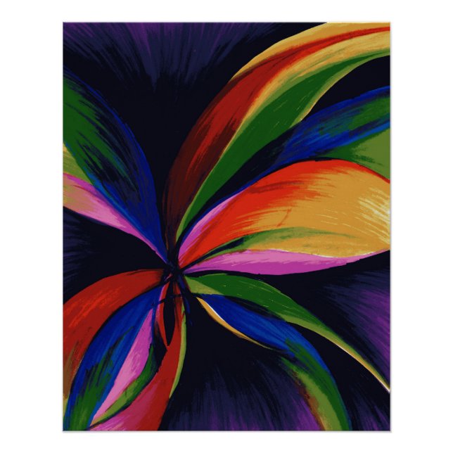 Paradise Colourful Rainbow Abstract Flower Art Poster (Front)