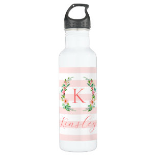 Paradise Floral and Stripes Monogram 710 Ml Water Bottle