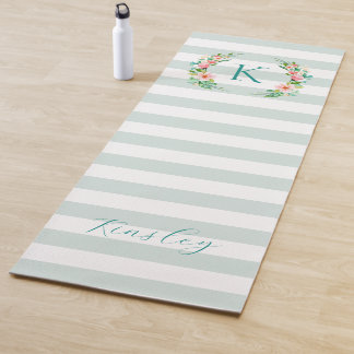 Paradise Floral and Stripes Monogram Yoga Mat
