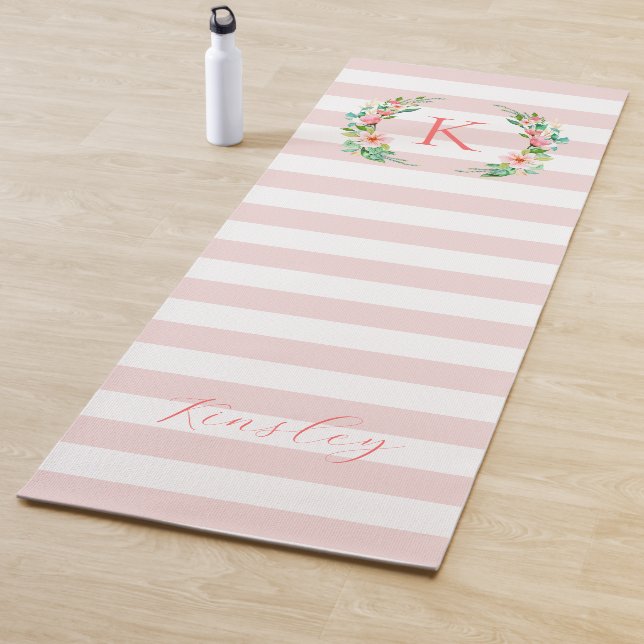 Paradise Floral and Stripes Monogram Yoga Mat (In Situ)