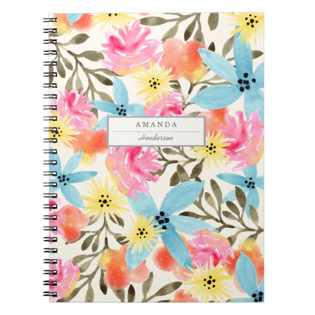 Paradise Floral Print Spiral Notebook (Front)