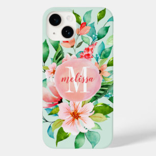 Paradise Floral Watercolor Monogram Case-Mate iPhone 14 Case