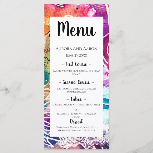 Paradise Floral Wedding Menu (Front)