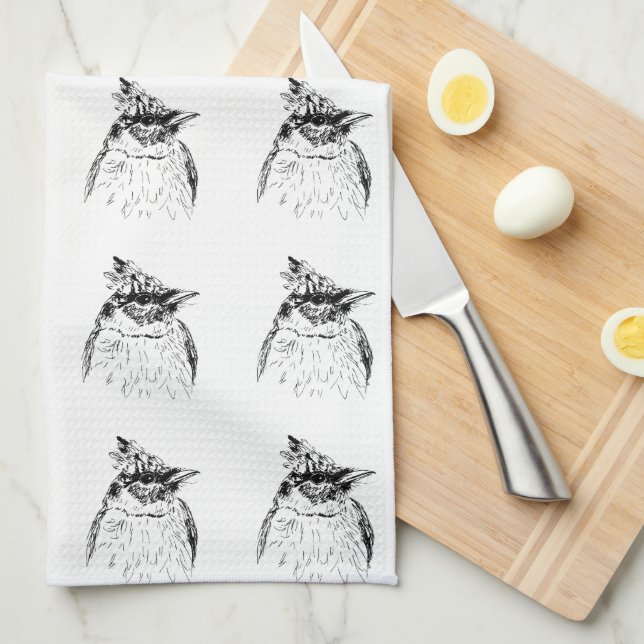 Paradise Flycatcher Dishtowel Tea Towel (Quarter Fold)