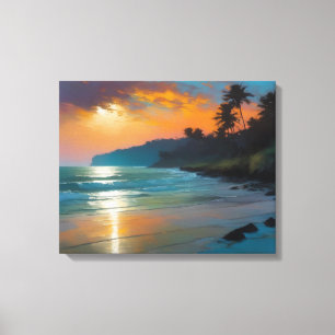 Paradise Found: A Beach Sunset Painting Canvas Print