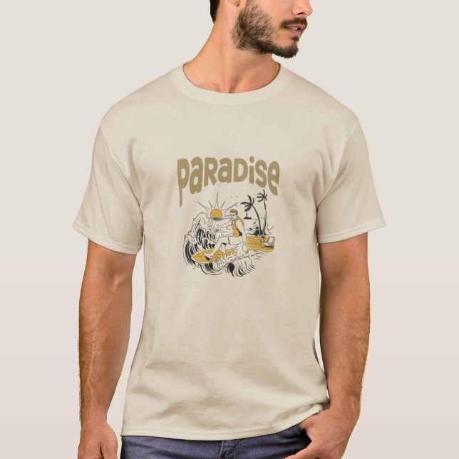 "Paradise Found" Beach Vibes T-Shirt (Front)