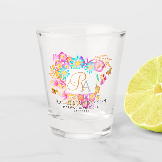 Paradise Garden Monogram Shot Glass (Front)