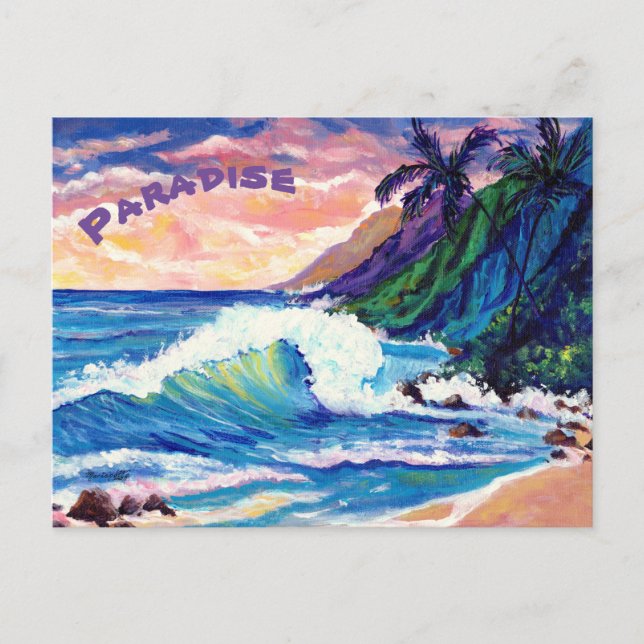 Paradise Hawaii Tropical Colourful Seascape Postcard (Front)