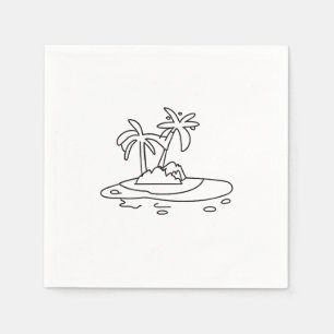 Paradise Island gift, line drawing Napkin