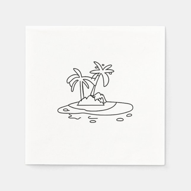 Paradise Island gift, line drawing Napkin (Front)