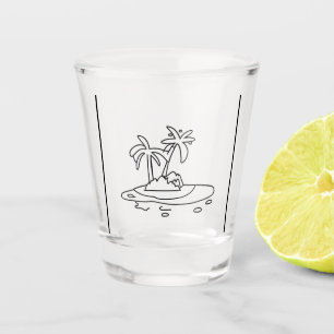 Paradise Island glass, line drawing Shot Glass