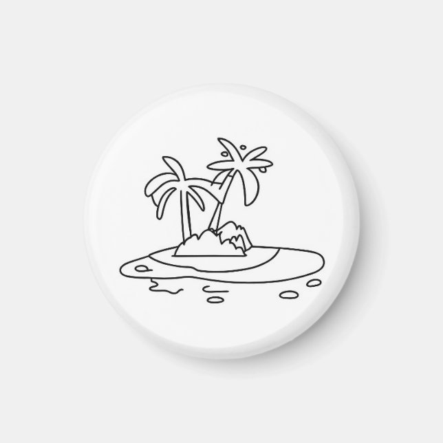 Paradise Island magnet, line drawing Magnet (Front)