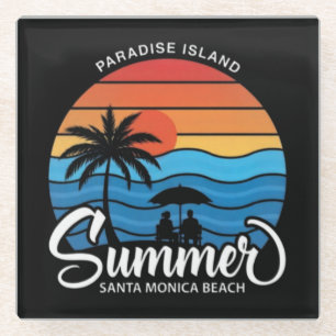 Paradise Island Santa Monica Beach-35307 Glass Coaster