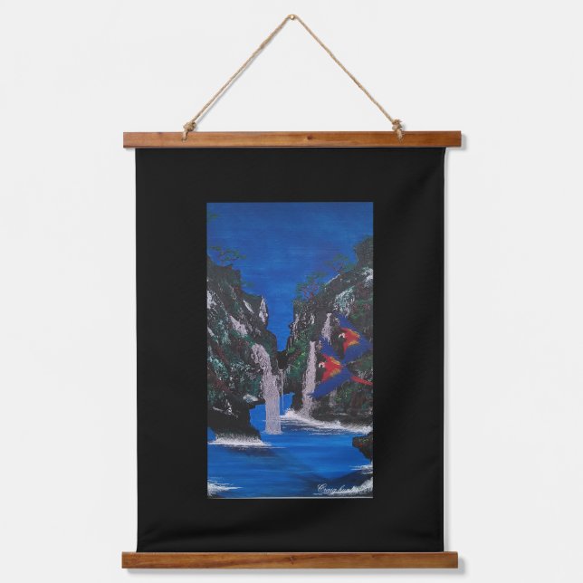 Paradise island, Scarlett macaw Grotto  Hanging Tapestry (Front)
