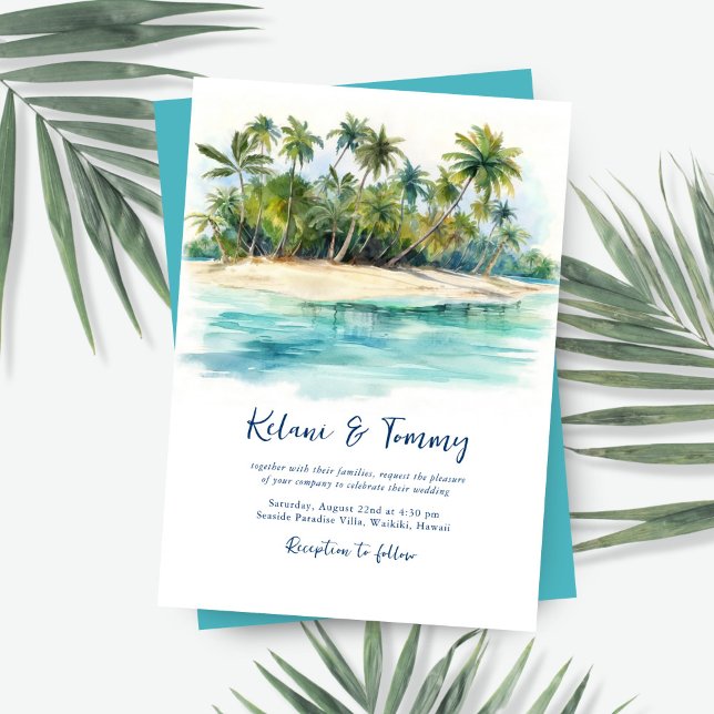 Paradise Island Tropical Beach Wedding Invitation (Creator Uploaded)