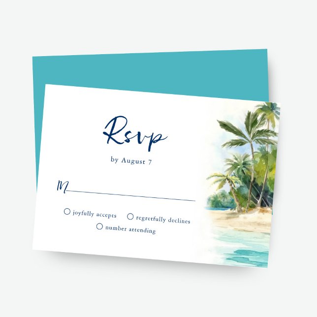 Paradise Island Tropical Beach Wedding RSVP Card (Creator Uploaded)