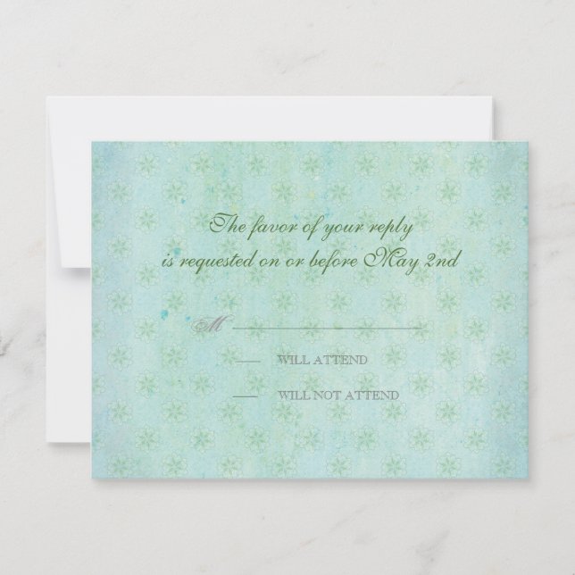 Paradise Love Birds Modern Floral Swirl Damask RSVP Card (Front)