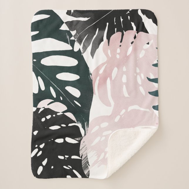 Paradise Palm Fronds Sherpa Blanket (Front)