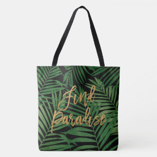 Paradise Palm Hawaiian Beach Bag - Black and Gold