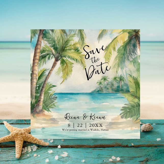 Paradise Palms Tropical Beach Wedding Save The Date (Creator Uploaded)