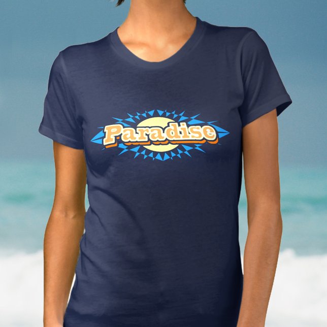 Paradise sunshine yellow blue ladies t-shirt (Creator Uploaded)