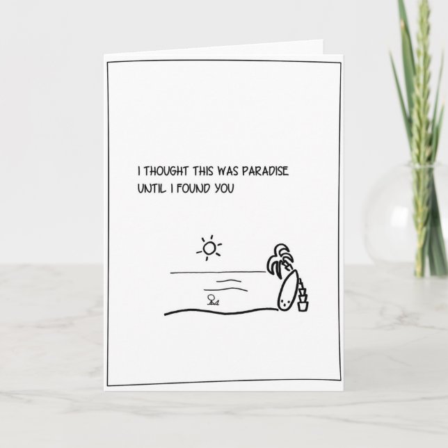 'Paradise' - Surfing Valentine's Card (Front)