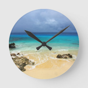 Paradise tropical island beach round clock