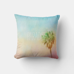 paradise tropical palm trees quote custom cushion