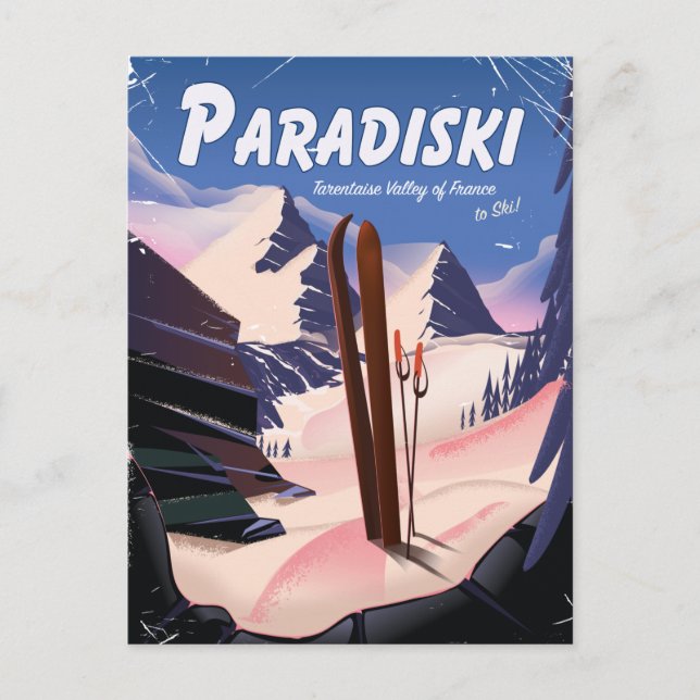 Paradiski Tarentaise Valley , France ,Ski poster. Postcard (Front)