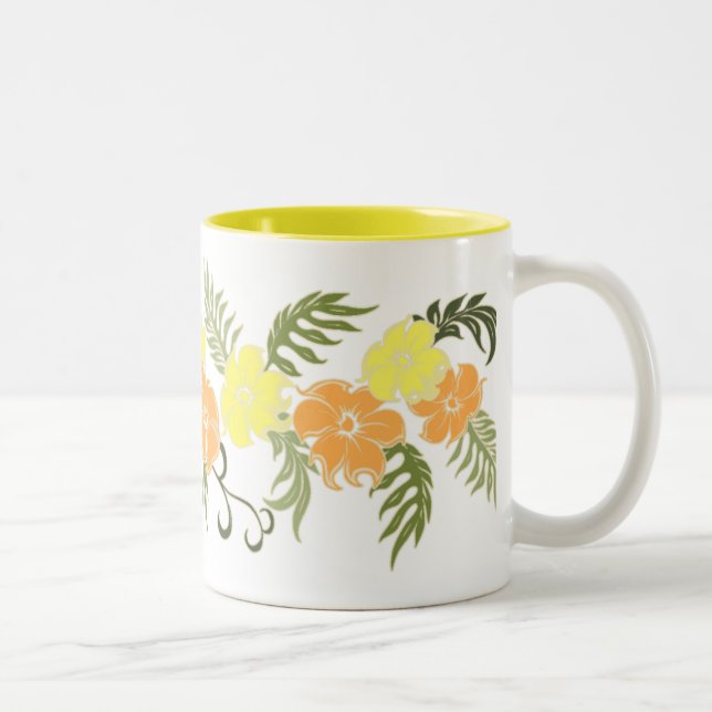Paradiso Hawaiian Hibiscus Band Two-Tone Coffee Mug (Right)