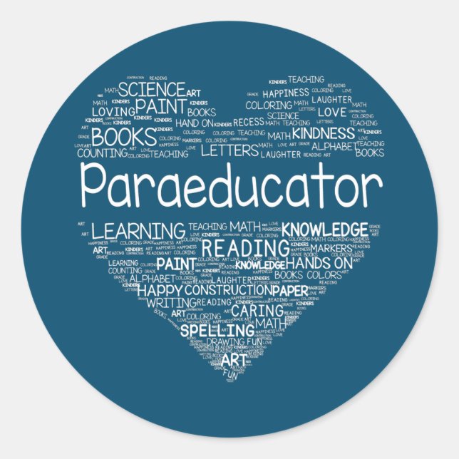 Paraeducator Heart Teacher Paraprofessional Back Classic Round Sticker (Front)