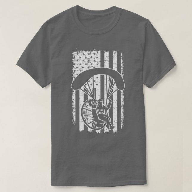 Paraglide Skydive America Flag Patriotic Paramotor T-Shirt (Design Front)