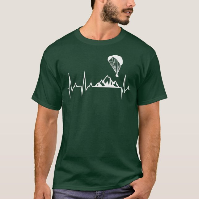 Paraglider Heartbeat Funny Paragliding Gift T-Shirt (Front)